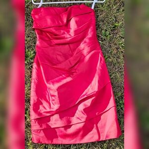 Red Strapless Dress David's Bridal Size 4 Formal Cocktail Homecoming Prom